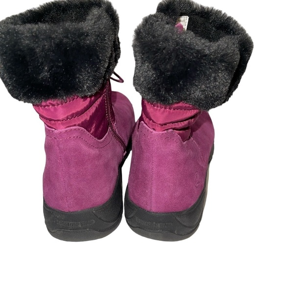 Lands End Women's Ankle Booties Size 8.5B Purple Suede and Nylon Faux Fur Trim - Picture 5 of 10